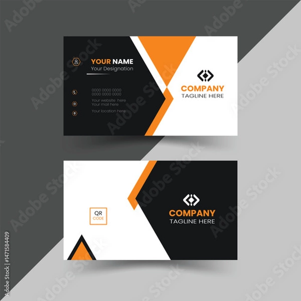 Obraz Modern, creative, and simple double-sided landscape orientation clean vector corporate business card template with stylish colour for business and personal use illustration design