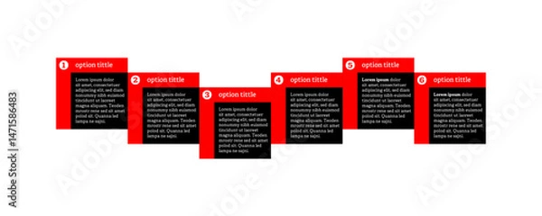 Fototapeta Very simply infographic design with 6 options or steps. Infographics for business concept.