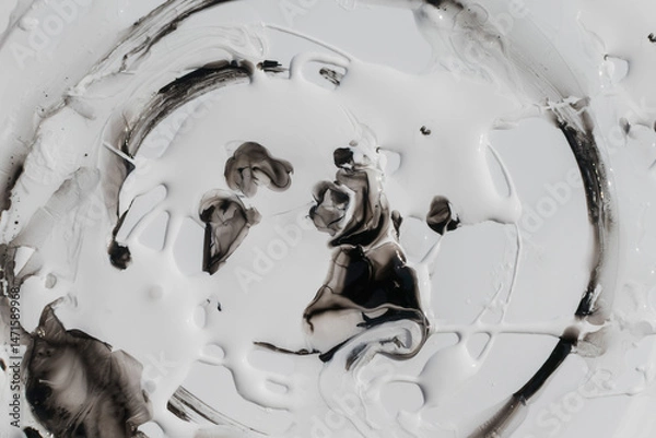 Fototapeta Streaks and drops of thick white paint