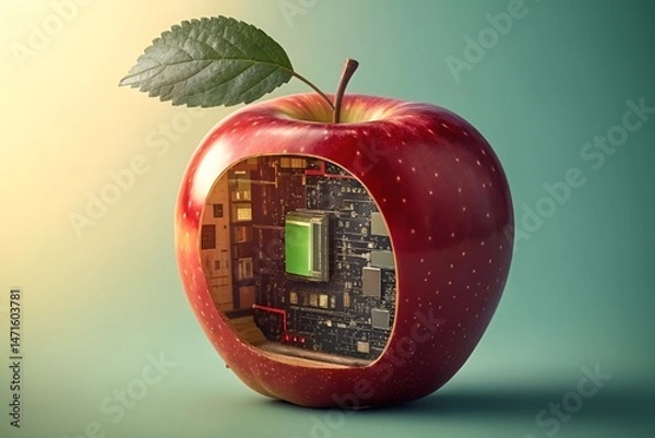 Obraz Futuristic Hybrid Apple 3D Art – Nature Meets Technology
