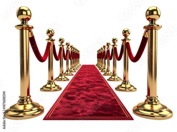 Obraz Red Carpet Entrance Setup – Velvet Rope Stanchion Arrangement PNG