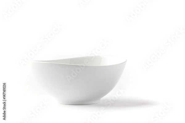 Fototapeta Side view of an oval bowl on a white background