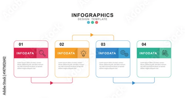 Fototapeta Vector Infographic label design template with icons and 4 options or steps.