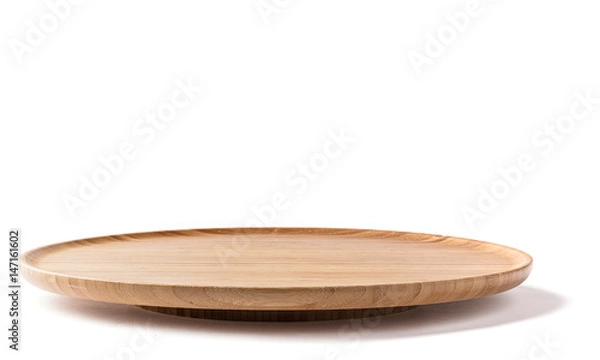 Fototapeta Bamboo lazy susan on a white background side view