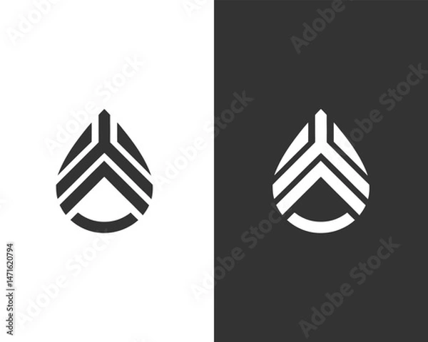 Fototapeta Technology & Data Logo | Geometric Drop Design, Innovation & Future Logo | Grayscale Drop Icon, Professional Abstract Logo for Progress, Our New Logo