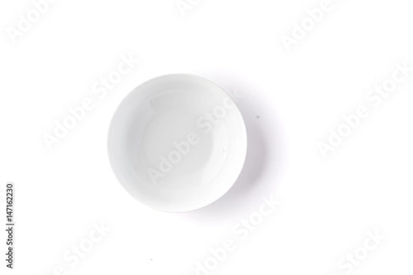 Fototapeta White salad bowl top view on a white background