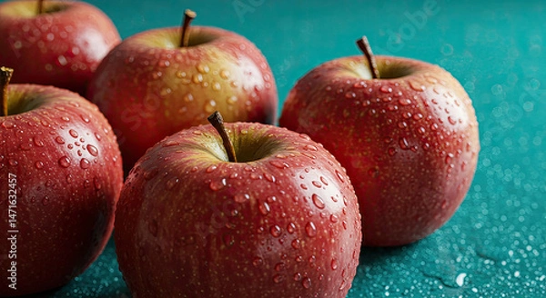 Obraz Juicy red apples sliced perfection refreshing taste a burst of goodness