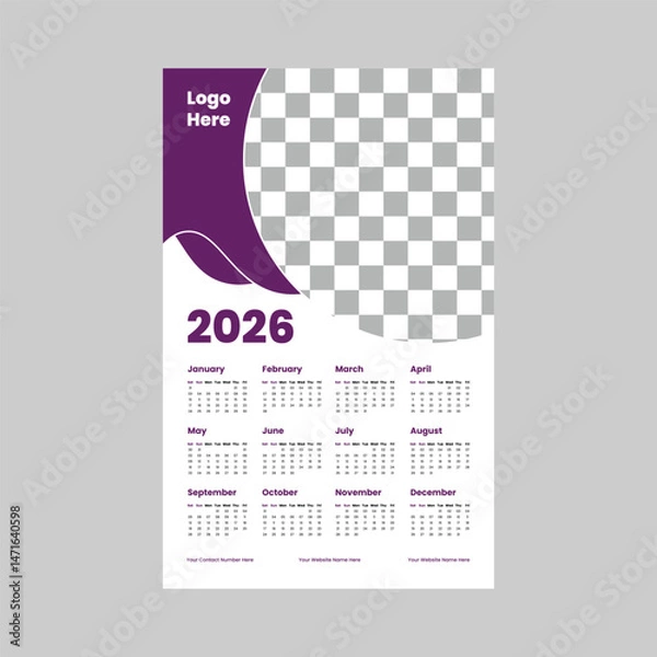 Fototapeta Creative Vector Wall Calendar Art 2026 – A Trendsetting Approach.