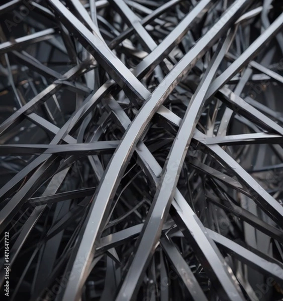 Obraz Sleek intersecting metal lines form abstract geometric shapes  , mesh, design element, vector