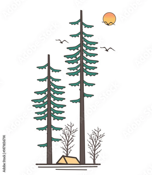 Fototapeta set of trees