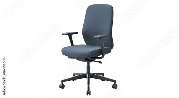 Obraz A single gray office chair with armrests and wheels isolated on a black background isolated on white background, tarensparent background, png, jpg,jpeg,  on transparent background