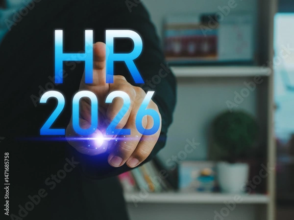 Fototapeta Recruitment, HR management in the new year 2026, finding employees through assessment tests, job interviews, to promote in the team of the beginning of 2026