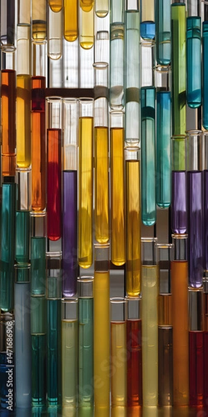 Fototapeta Rainbow Gradient Test Tubes in Laboratory Setting