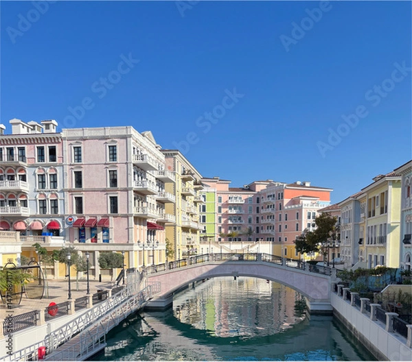 Fototapeta Qanat Qatiye, a Venice-like neighborhood in Doha