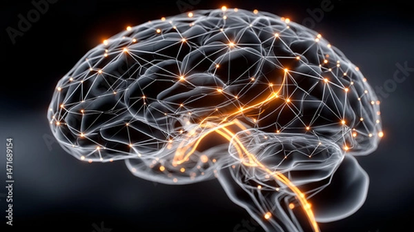 Fototapeta Brain Connections: Illuminating the intricate network of the human brain, showcasing interconnected neural pathways and the complexities of cognition and intellect.