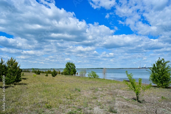 Fototapeta The Cottbus Baltic Sea, or Chóśebuski pódzajtšny jazor in Lower Sorbian, is a residual open-cast mining lake east of Cottbus. It was formed between April 2019 and December 2024.