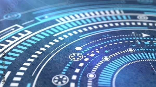 Fototapeta Engineering ideas and innovations. Technical drawing. Technological background . illustration.