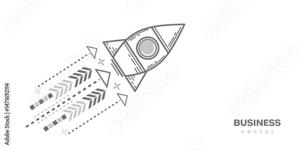 Fototapeta Flying rocket.Arrows, pointers. Business concept. Vector illustration .
