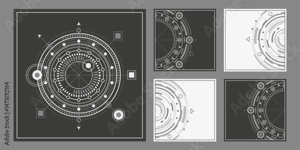 Fototapeta Engineering ideas and innovations. Technical drawing. Technological background . Vector illustration .