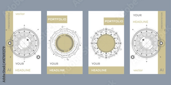 Fototapeta Futuristic circle elements. HUD elements. Engineering industry. New technologies. Vector illustration