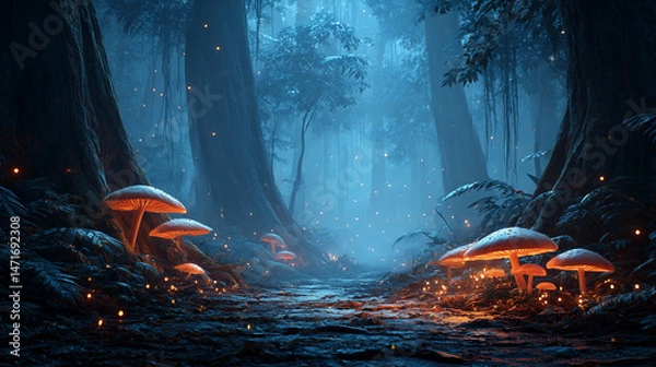 Fototapeta ファンタジーな夜の森