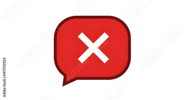 Obraz A red speech bubble with a white x in the center on a black background image isolated on white background, tarensparent background, png, jpg,jpeg,  on transparent background