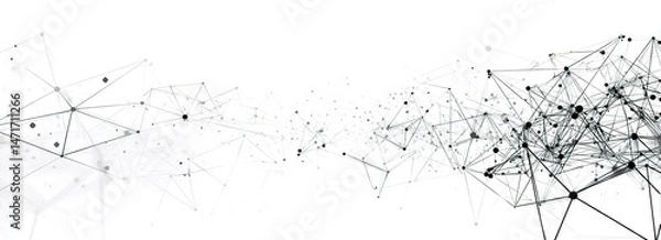 Obraz Black and white network connection background vector presentation design with low-poly plexus dots,