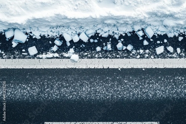 Obraz Snowy road edge