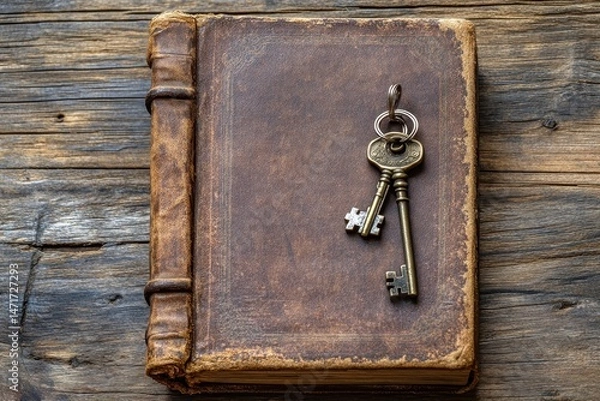 Obraz Antique book with keys