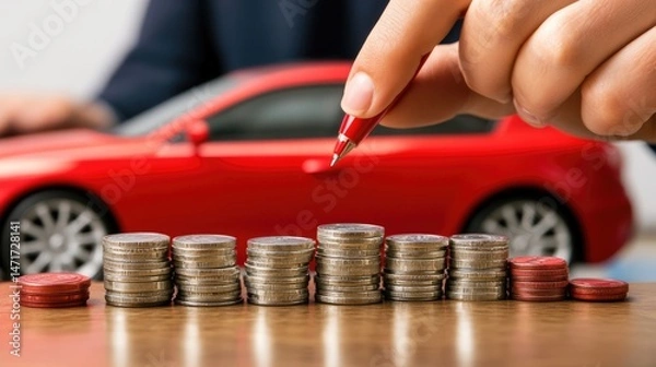 Fototapeta Saving for a New Car: Financial Planning and Vehicle Purchase
