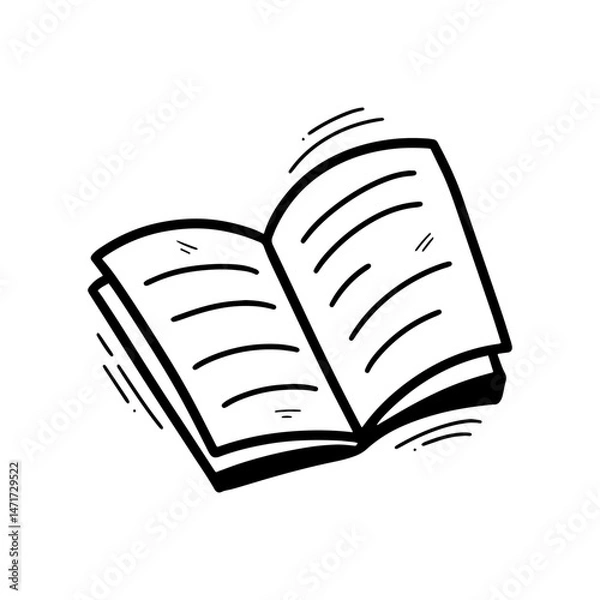 Fototapeta Hand Drawn Book Illustration. Doodle Vector. Isolated on White Background - EPS 10 Vector