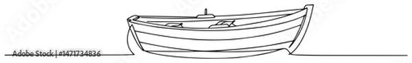 Fototapeta minimal vector illustration of a boat in continuous line art style