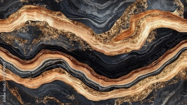 Fototapeta Abstract Gold and Black Marble Texture: A Luxurious Swirl of Colors