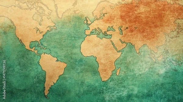 Fototapeta Vintage World Map: A Journey Through Time and Continents