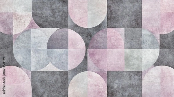 Fototapeta Abstract Geometric Pattern in Dusty Rose and Gray Tones