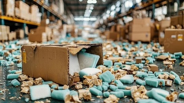 Obraz Warehouse floor damaged packaging