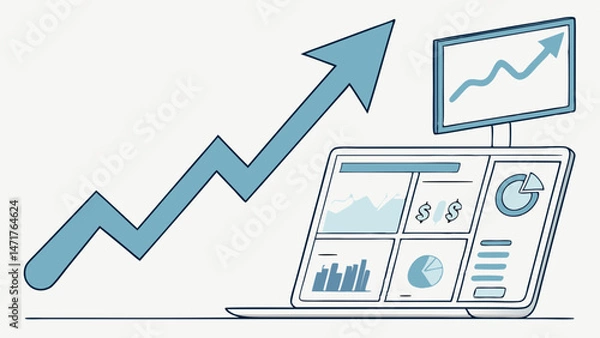 Obraz Minimal Line Graph Showing Market Growth"