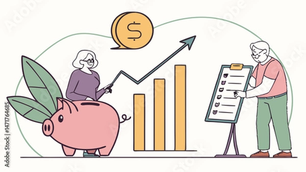 Obraz Saving and Financial Growth Vector Illustration