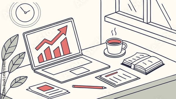 Obraz Financial Planning with Rising Charts and Mobile Analysis – Vector Infographic