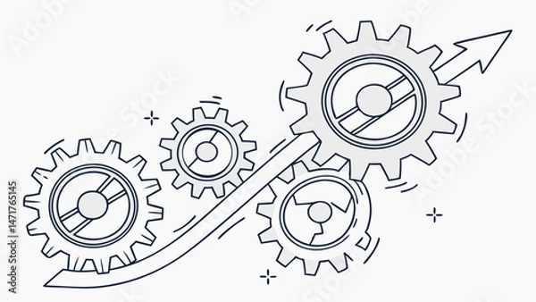 Obraz Gear System Optimization and Technical Development – Vector Art