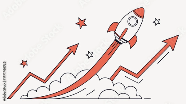 Obraz Red Arrow Graph Showing Growth – Vector Illustration

