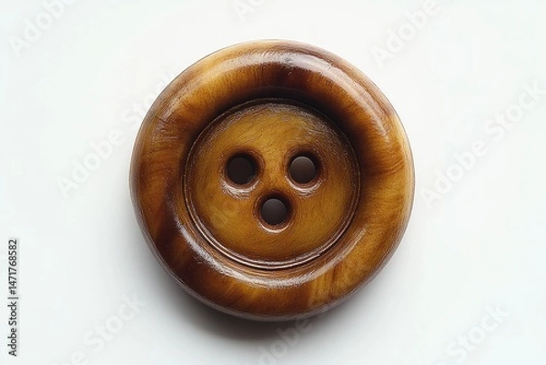Fototapeta Round, light brown button with three holes