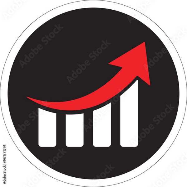 Fototapeta Increase graph design concept with arrow in red