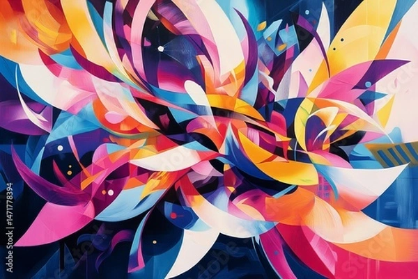 Obraz Vibrant abstract colorful background pattern with gradient light shapes motion texture design waves lines curves new beautiful stock image illustration AI