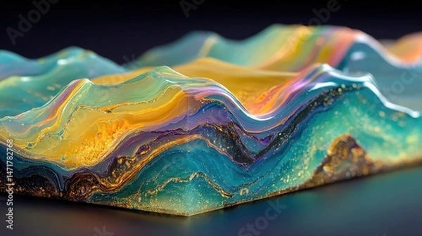 Fototapeta Abstract Colorful Resin Art Landscape Multicolored Waves Texture Background