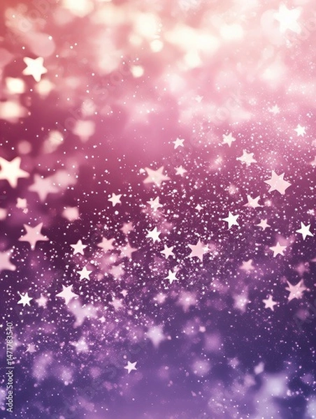 Fototapeta Abstract festive colorful background with stars light glow sparkle shine gradient particles glare bokeh new beautiful stock image illustration AI