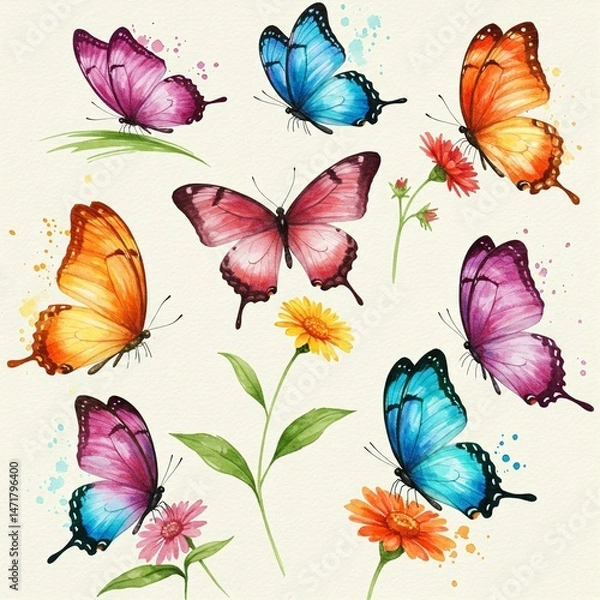 Fototapeta seamless pattern with butterflies