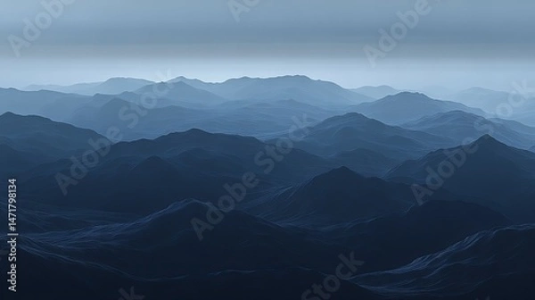 Fototapeta Abstract minimal mountain landscape with geometric shapes gradients pastel tones nature background design new beautiful stock image illustration AI