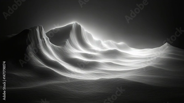 Fototapeta Abstract minimal mountain landscape with geometric shapes gradients pastel tones nature background design new beautiful stock image illustration AI