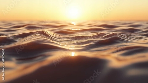 Fototapeta Ocean, Waves, Landscape, Nature, Blue, Sea, Sky serene panoramic view with rolling surf and coastal horizon new beautiful stock image illustration AI